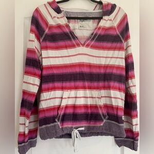 American Eagle Hoodie M Striped Y2K Pink Purple Lightweight Pullover
